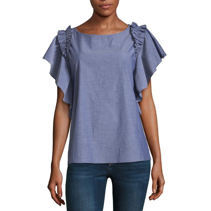 Belle + Sky Short Sleeve Ruffle Top