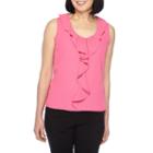 Black Label By Evan-picone Sleeveless V Neck Crepe Blouse