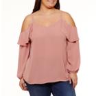 Bold Elements Ruffle Cold Shoulder Blouse-plus