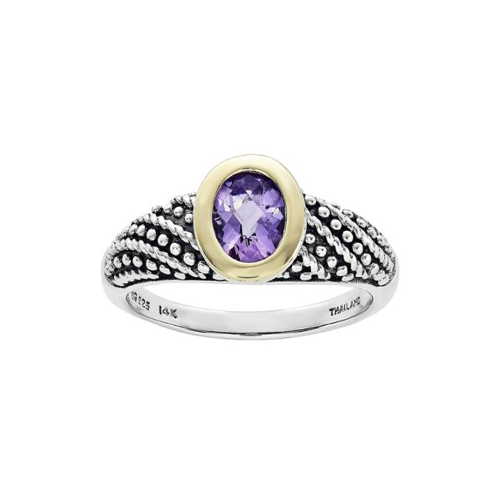 Shey Couture Genuine Amethyst Sterling Silver And 14k Gold Ring