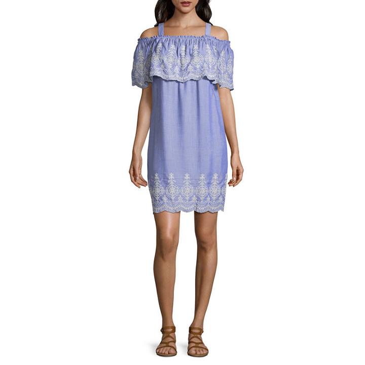 Luxology Short Sleeve Bordered Shift Dress