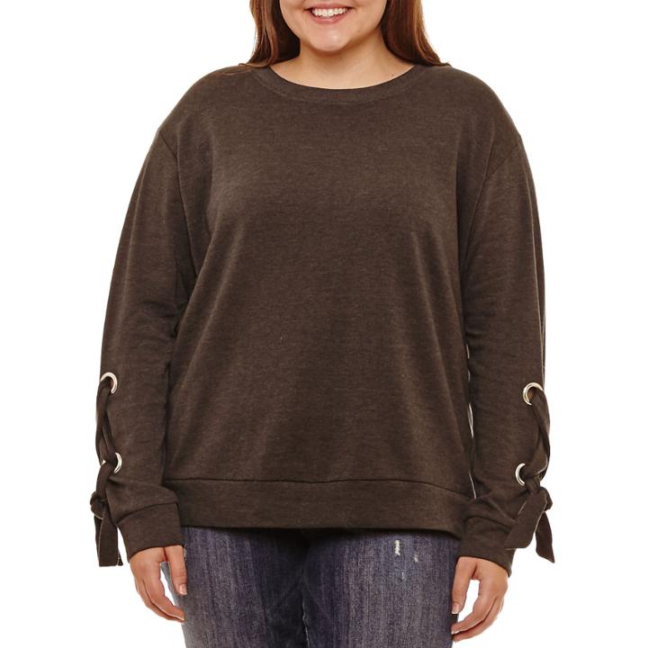 Arizona Lace Up Sleeve Sweatshirt-juniors Plus