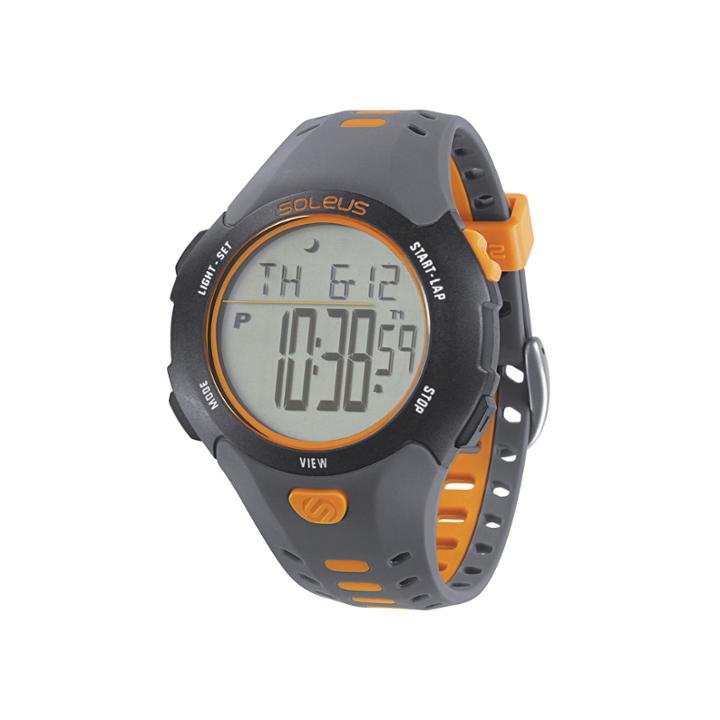 Soleus Contender Mens Gray And Orange Digital Running Watch