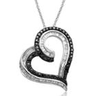 1/2 Ct. T.w. White And Color-enhanced Black Diamond Heart Pendant Necklace