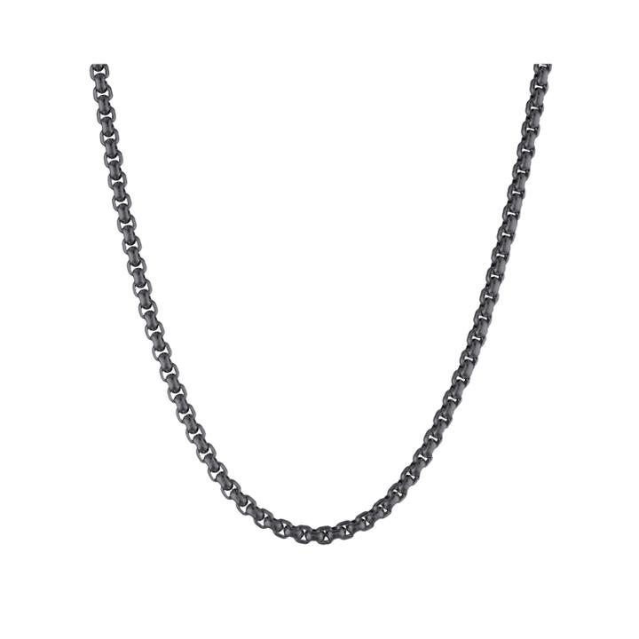 Mens Stainless Steel And Black Ip 24 3.5mm Round Box Chain