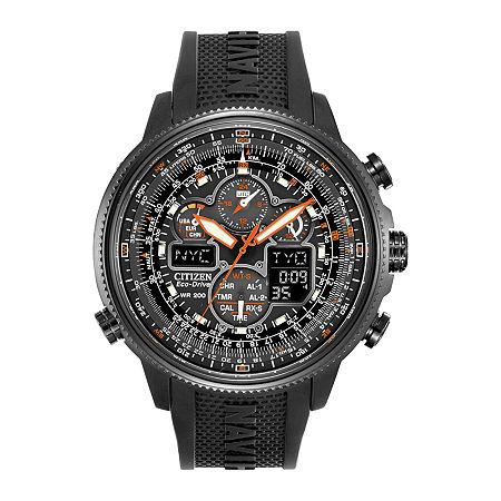 Citizen Eco-drive Navihawk A-t Mens Black Chronograph Watch Jy8035-04e