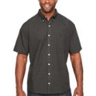 Van Heusen Wrinkle Free Button Down Shirt Short Sleeve Checked Button-front Shirt-big And Tall