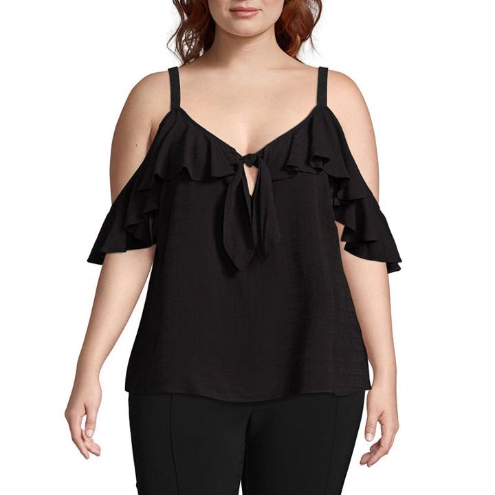 Bold Elements Short Sleeve Scoop Neck Dobby Blouse - Plus