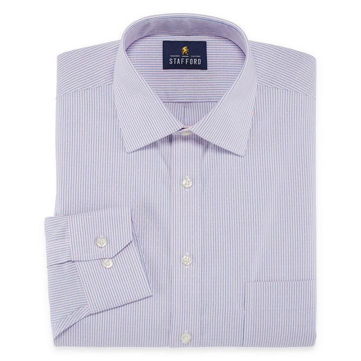 Stafford Executive Non-iron Cotton Pinpoint Oxford Long Sleeve Pattern Dress Shirt - Big And Tall