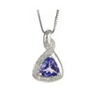 Limited Quantities Trillion-cut Genuine Tanzanite And 1/10 Ct. T.w. Diamond Pendant Necklace