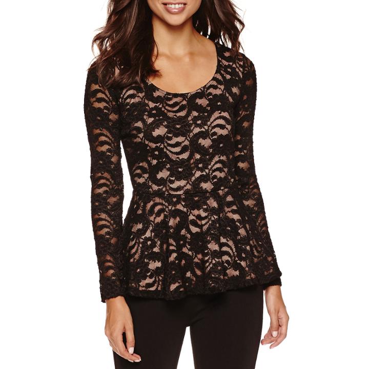 Bisou Bisou Scoop Neck Peplum Top