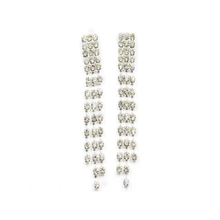 Vieste Silver-tone Crystal Fringe Linear Earrings