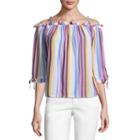 A.n.a 3/4 Sleeve Straight Neck Woven Blouse