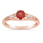 Womens Diamond Accent Genuine Garnet Red 10k Gold Round Cocktail Ring
