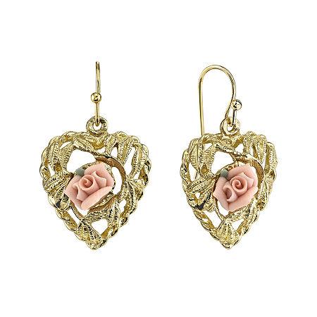 1928 Jewelry Pink Rose Gold-tone Heart Earrings