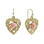 1928 Jewelry Pink Rose Gold-tone Heart Earrings
