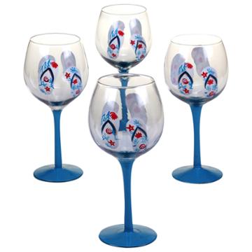 Certified International In The Moment Set Of 4 Hand-painted Wine Glasses