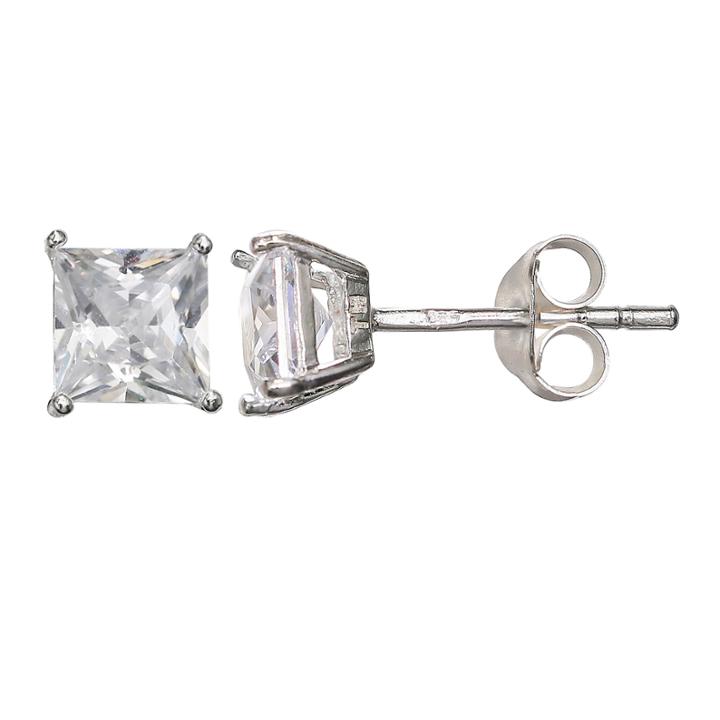 Silver Treasures Princess Clear Diamond Accent Sterling Silver Stud Earrings