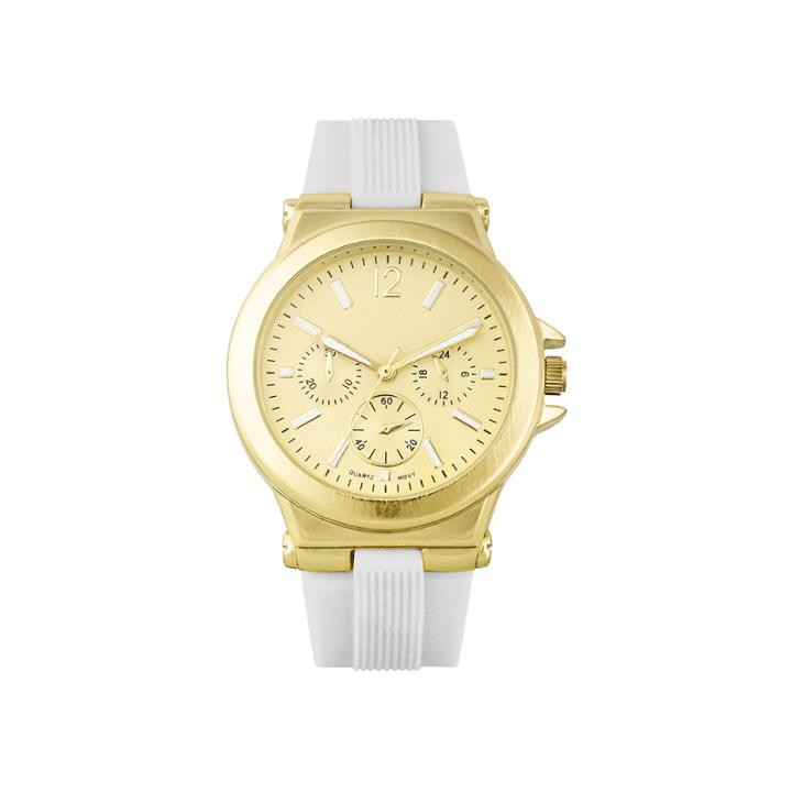Womens White Silicone Strap Boyfriend Watch