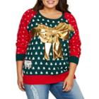Christmas Gift Sweater With To And From Card- Juniors Plus