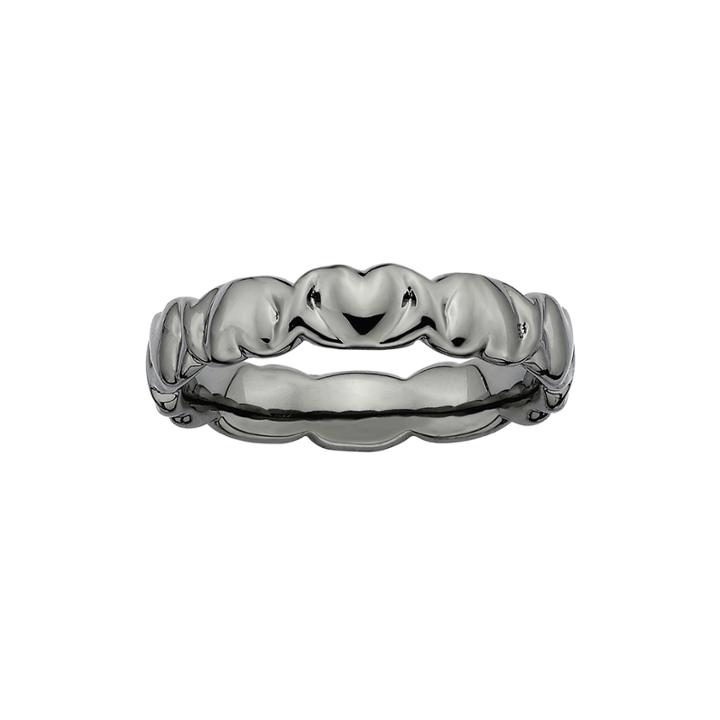 Personally Stackable Black Sterling Silver 4.5mm Heart Ring