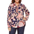 Liz Claiborne Long-sleeve Print Popover Top - Plus