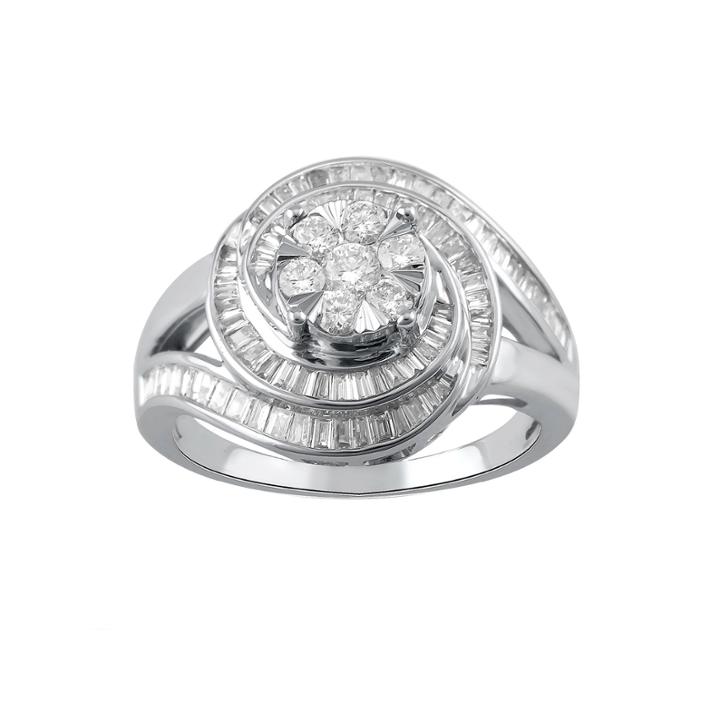 Diamond Blossom Womens 1 Ct. T.w. Genuine White Diamond 10k Gold Cocktail Ring