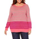 Liz Claiborne Long Sleeve Pattern Pullover Sweater-plus