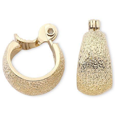 Monet Gold-tone Textured Hoop Clip-on Earrings