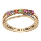 Personalized Womens Simulated Crystal Multi Color 18k Gold Over Silver Round Cocktail Ring