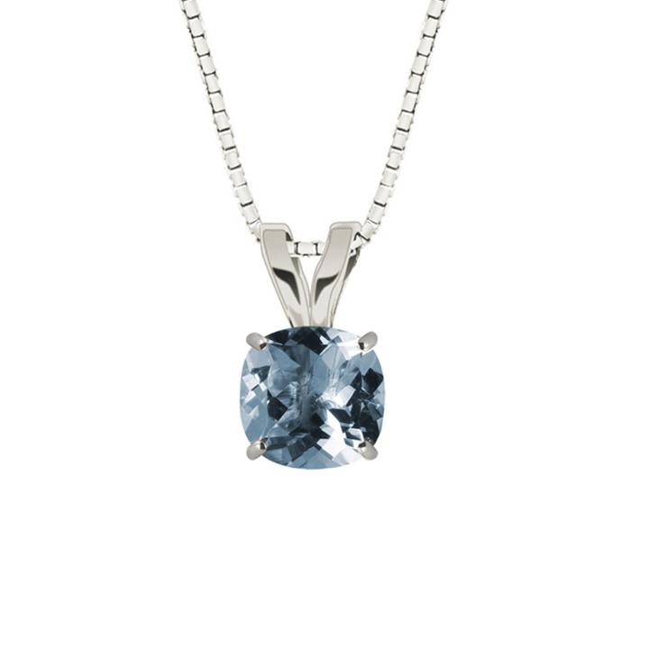 Lab-created Aquamarine 10k White Gold Pendant Necklace