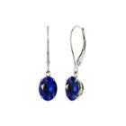 Round Lab-created Blue Sapphire Sterling Silver Earrings