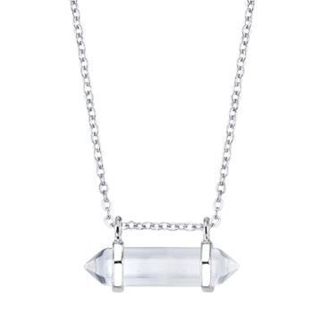 Bridge Jewelry Womens Clear Silver Over Brass Pendant Necklace
