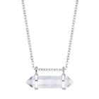 Bridge Jewelry Womens Clear Silver Over Brass Pendant Necklace