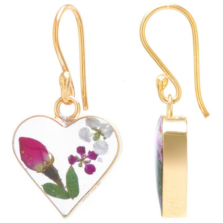 Everlasting Flower 14k Gold Over Silver Heart Drop Earrings