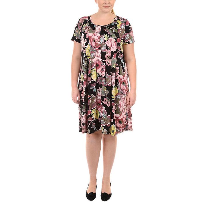 Ny Collection Fit And Flare Pleated Dress - Plus