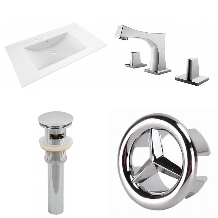35.5-in. W 3h8-in. Ceramic Top Set In White Color- Cupc Faucet Incl. - Overflow Drain Incl.