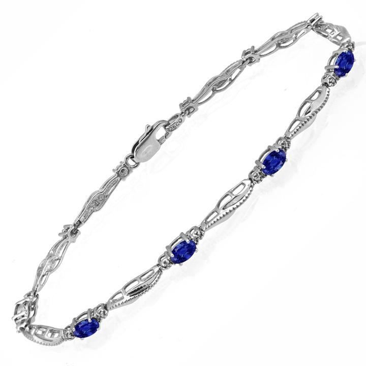Womens Genuine Blue Sapphire Sterling Silver Band