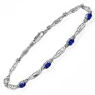Womens Genuine Blue Sapphire Sterling Silver Band