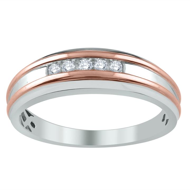 Mens 1/8 Ct. T.w. Genuine White Diamond 10k Gold Wedding Band