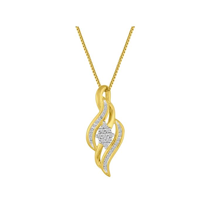 White Diamond Round Gold Over Silver Pendant