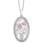 Lab-created Pink Sapphire, Opal & Diamond-accent Mom Pendant Necklace