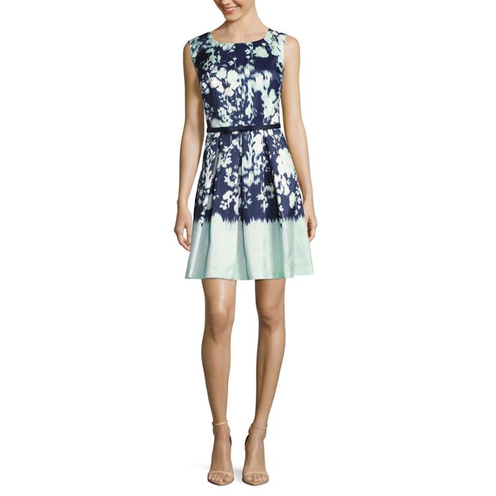 Danny & Nicole Sleeveless Belted Fit & Flare Dress-petites