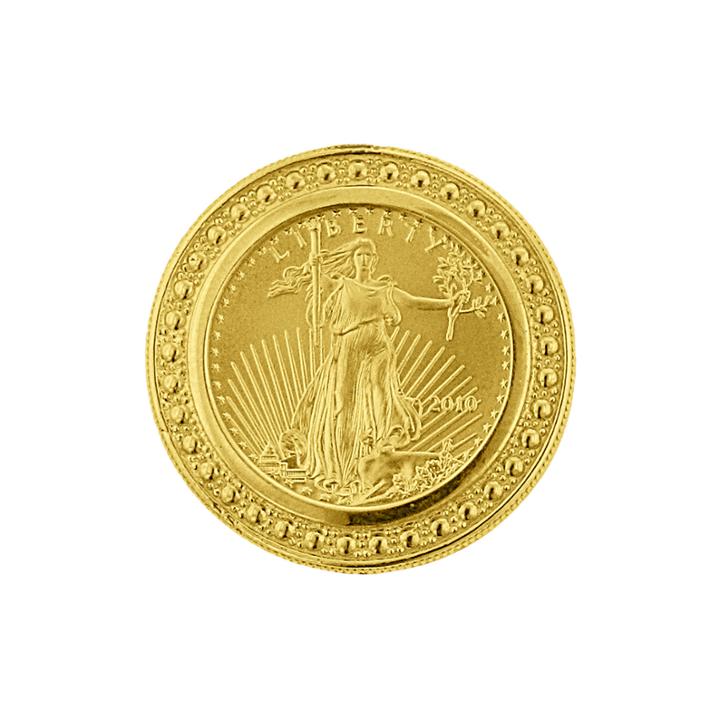 14k Yellow Gold 1/10 Oz. Liberty Dollar Coin Ring