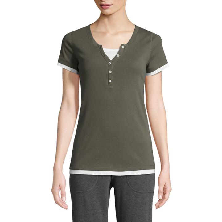 St. John's Bay Active Short Sleeve 2fer T-shirt-womens