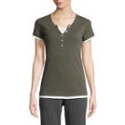 St. John's Bay Active Short Sleeve 2fer T-shirt-womens