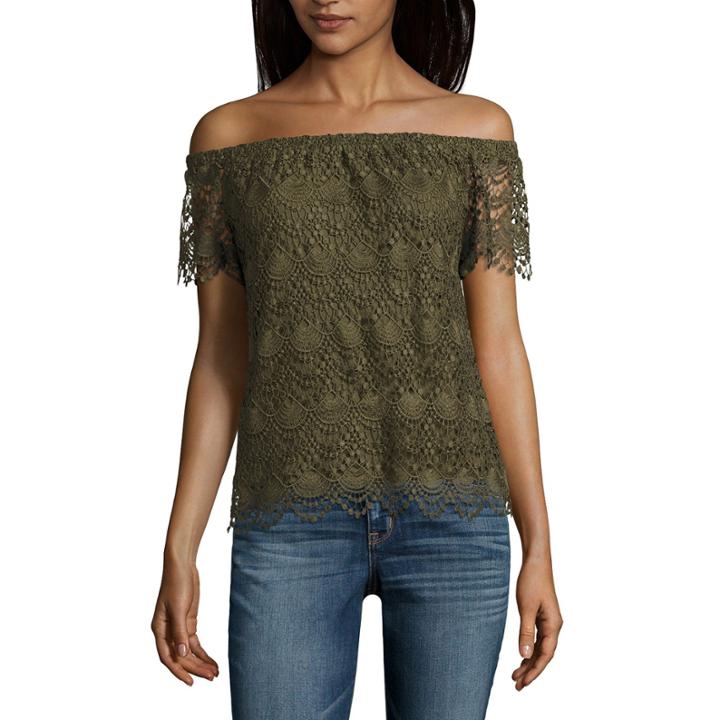 A.n.a Short Sleeve Lace Blouse
