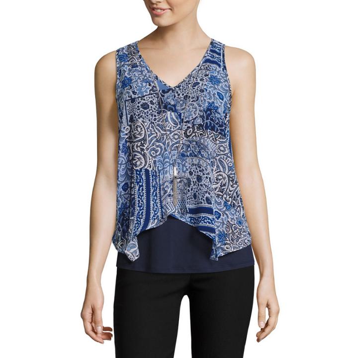 By & By Sleeveless V Neck Woven Blouse-juniors