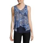 By & By Sleeveless V Neck Woven Blouse-juniors