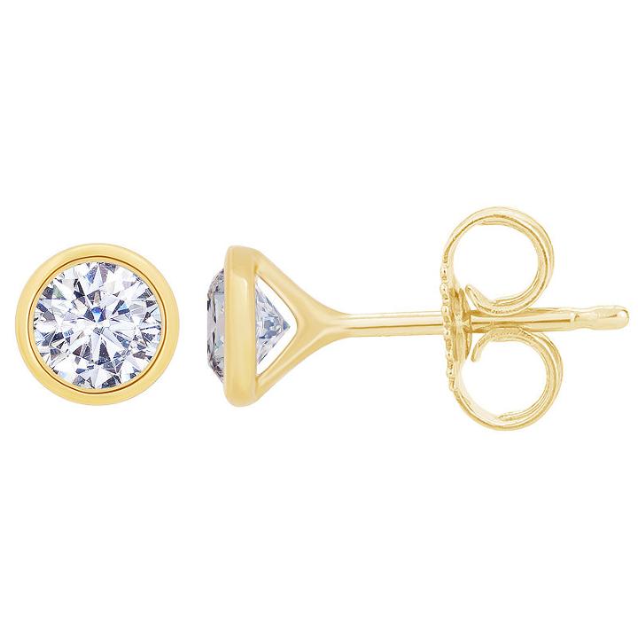 1/2 Ct. T.w. Genuine White Diamond 14k Gold 4.9mm Round Stud Earrings